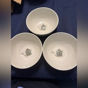 Set of Three Soup/Cereal Bowls from the Thompson Birdhouse Collection